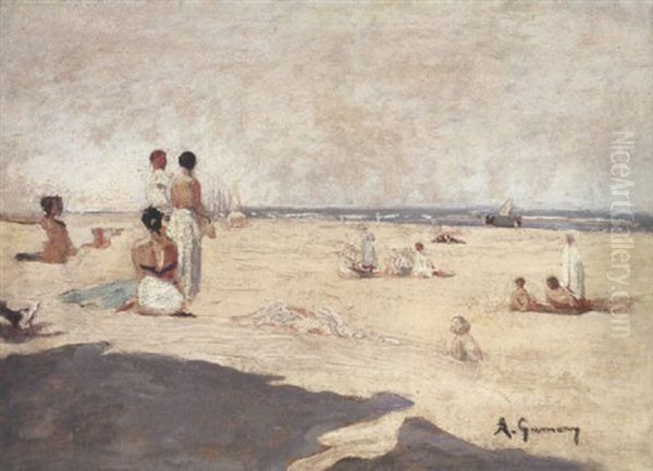 Scene De Plage Oil Painting by Adolphe Ernest Gumery