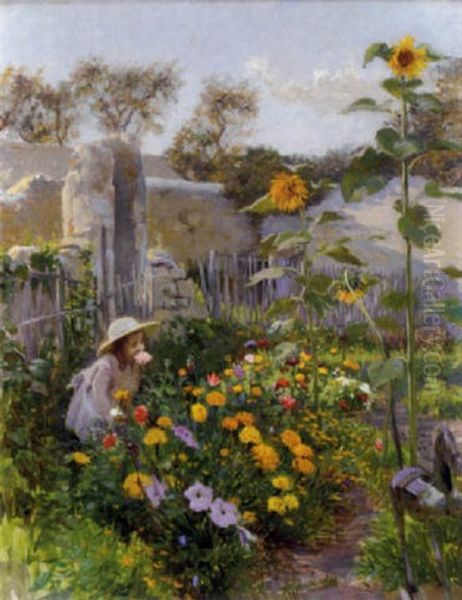 Dans Le Jardin Oil Painting by Adolphe Ernest Gumery