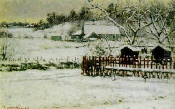 Skansk By, Vinter Oil Painting by Per Gummeson