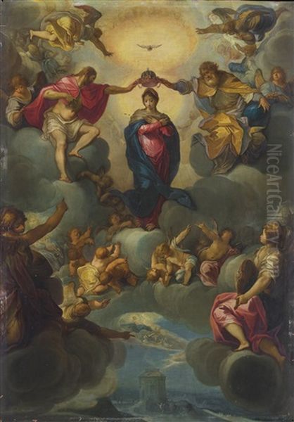 The Coronation Of The Virgin By The Holy Trinity Oil Painting by Matthias Gundelach