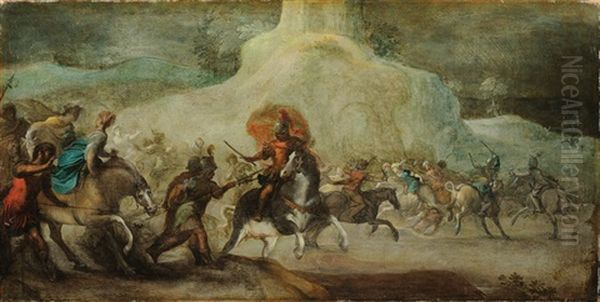 Battle Scene Oil Painting by Matthias Gundelach