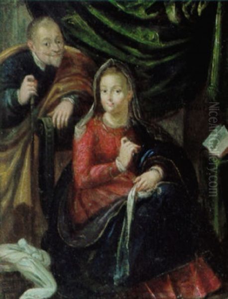 Kaiser Matthias Und Seine Gemahlin Kaiserin Anna I Der Darstellung Als Josef Und Maria Oil Painting by Matthias Gundelach