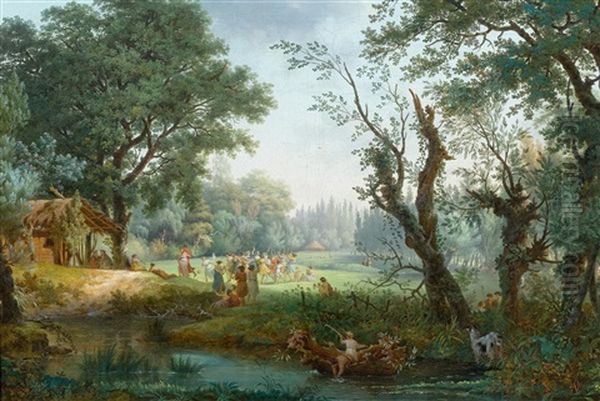 Allegory Of Spring Oil Painting by Christian August Guenther