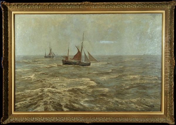 Fischerboote Auf See Oil Painting by Erwin Carl Wilhelm Guenther