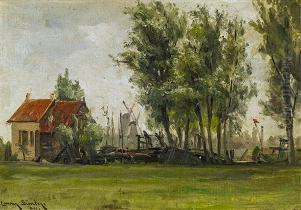 Bootshaus In Holland Oil Painting by Erwin Carl Wilhelm Guenther