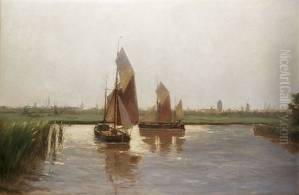 Segler In Holland Oil Painting by Erwin Carl Wilhelm Guenther