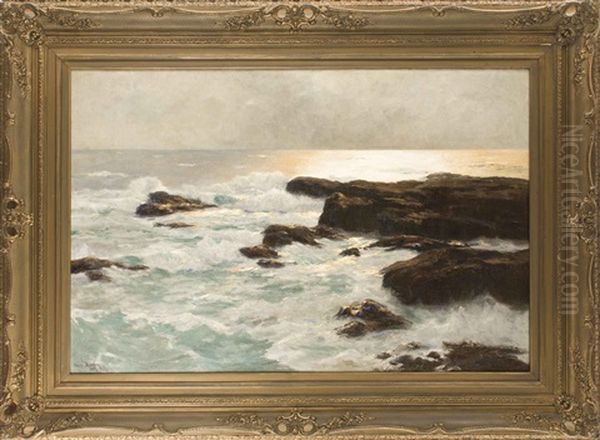 Brandung In Der Bucht Scapa Flow Oil Painting by Erwin Carl Wilhelm Guenther