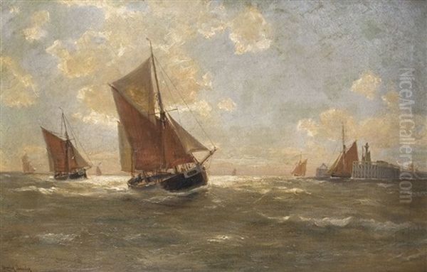 Segler Vor Der Mole Oil Painting by Erwin Carl Wilhelm Guenther