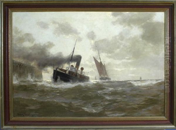 Schwankende Schiffe Auf Sturmischer See Oil Painting by Erwin Carl Wilhelm Guenther