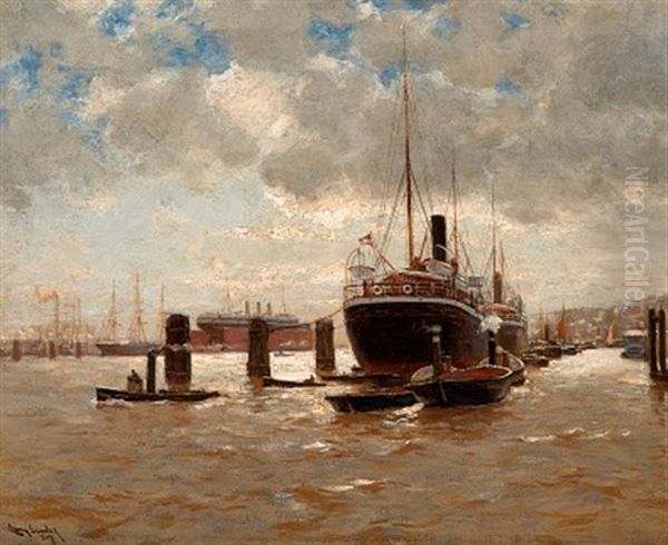 Im Hafen Oil Painting by Erwin Carl Wilhelm Guenther