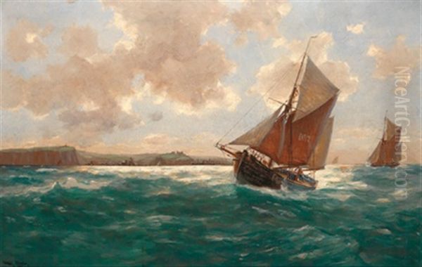 Fischerboote Vor Einer Hafenstadt Oil Painting by Erwin Carl Wilhelm Guenther