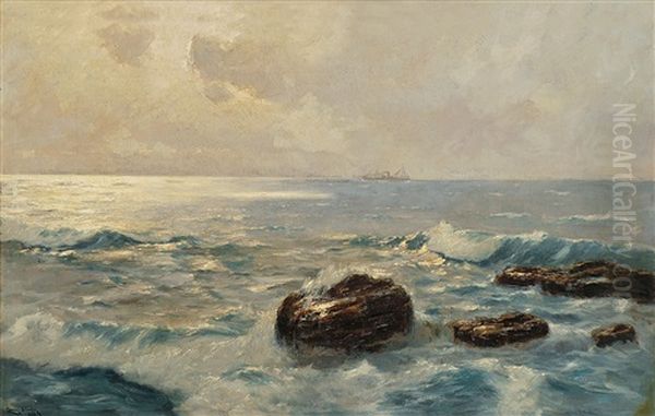 Meeresbrandung Oil Painting by Erwin Carl Wilhelm Guenther