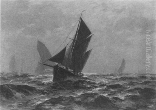 Segelschiffe Vor Ostende Oil Painting by Erwin Carl Wilhelm Guenther