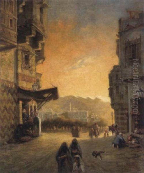 Partie In Kairo Oil Painting by Erwin Carl Wilhelm Guenther