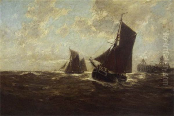 Sailing Vessels Setting Out Oil Painting by Erwin Carl Wilhelm Guenther