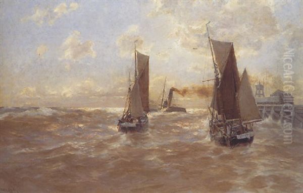 Fischerboote Beim Auslauf Aus Dem Hafen Oil Painting by Erwin Carl Wilhelm Guenther