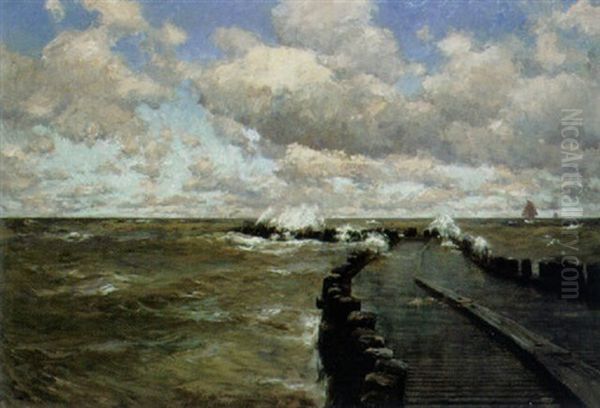 Seelandschaft Mit Buhne Oil Painting by Erwin Carl Wilhelm Guenther