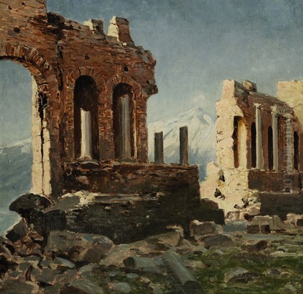 Die Ruinen Von Taormina Oil Painting by Meltzer Guenther