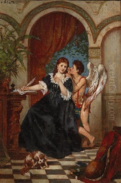 The Love Letter Oil Painting by Otto Edmund Gunther