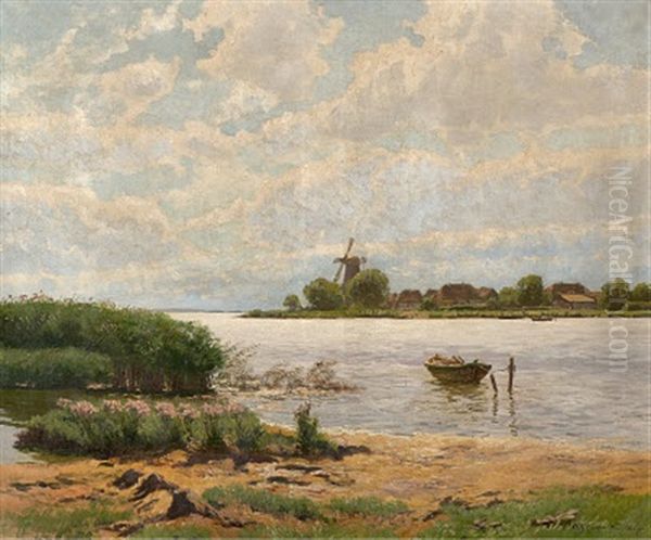 Niederlandische Uferlandschaft Oil Painting by Otto Guenther-Naumburg