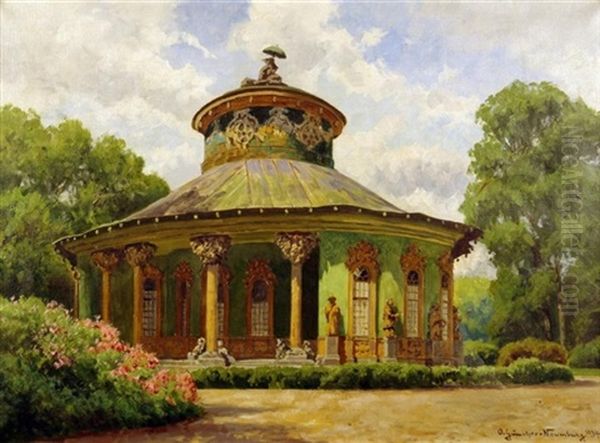 Sanssouci. Blick Auf Den Chinesischen Pavillon Im Sommerlichen Park Des Schlosses Oil Painting by Otto Guenther-Naumburg