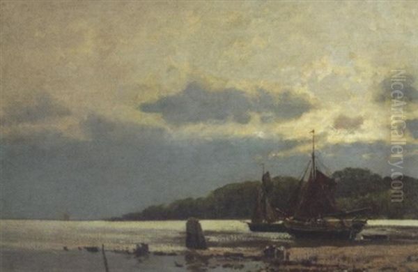 Abendliche Bucht Mit Fischerbooten (am Stettiner Haff?) by Otto Guenther-Naumburg