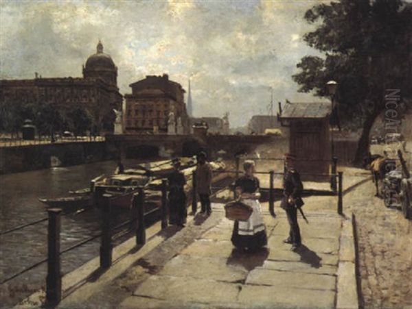 An Der Schlossbrucke In Berlin Oil Painting by Otto Guenther-Naumburg