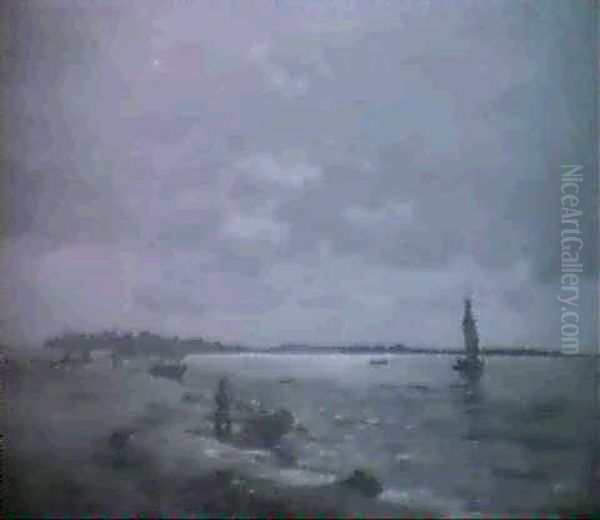 Strandansicht Mit Fischerbooten Oil Painting by Otto Guenther-Naumburg