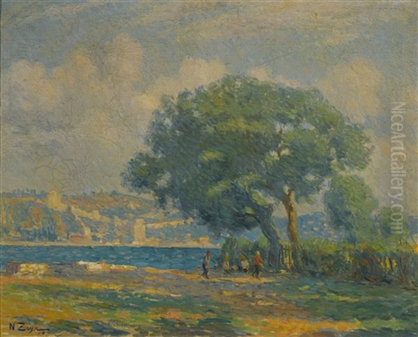 Rumelihisari, On The Bosphorus Oil Painting by Nazmi Ziya Gueran