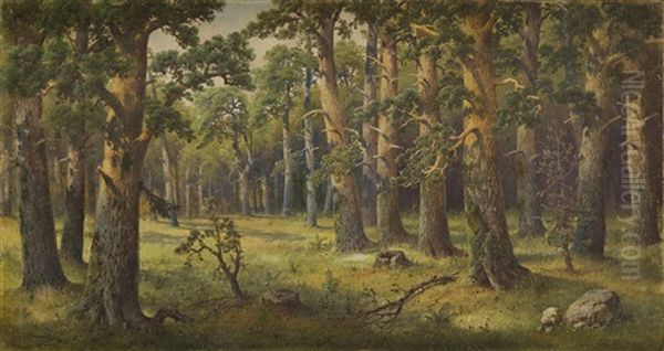 Forest Oil Painting by Jozef Guranowski