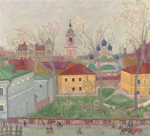 Courtyard In Zamoskvorechie Oil Painting by Mikhail Gurevich