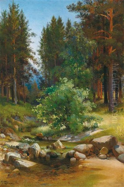 Russische Waldlandschaft Oil Painting by Grigory Ivanovid Gurkin