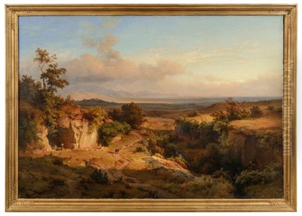 Weiter Blick In Die Romische Campagna Oil Painting by Ludwig Heinrich Theodor (Louis) Gurlitt