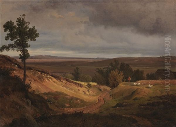 Heidelandschaft Bei Silkeborg In Jutland, Danemark by Ludwig Heinrich Theodor (Louis) Gurlitt