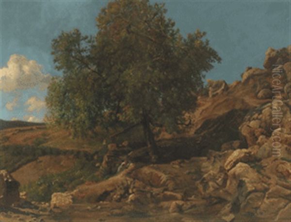 Quelle Unterhalb Des Dorfes Arachova Am Parnas Oil Painting by Ludwig Heinrich Theodor (Louis) Gurlitt