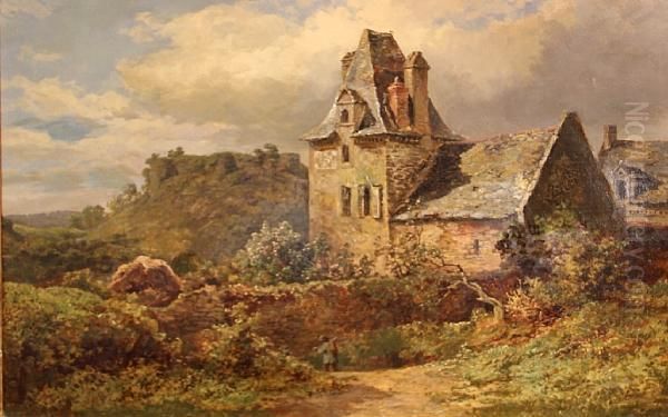 A Country Village Oil Painting by Samuel Henry Baker