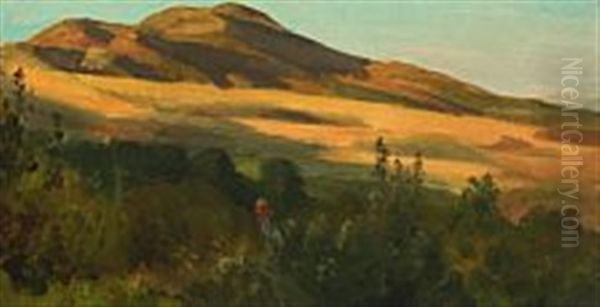 Summerlandscape With Wanderer Oil Painting by Ludwig Heinrich Theodor (Louis) Gurlitt