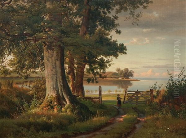 Landscape In East Holstein Oil Painting by Ludwig Heinrich Theodor (Louis) Gurlitt