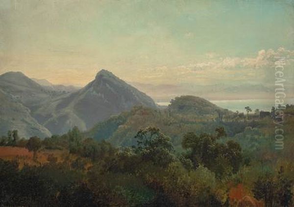 Norditalienische Landschaft Oil Painting by Ludwig Heinrich Theodor (Louis) Gurlitt