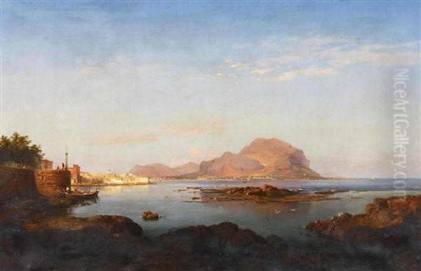 Monte Pellegrino Oil Painting by Ludwig Heinrich Theodor (Louis) Gurlitt