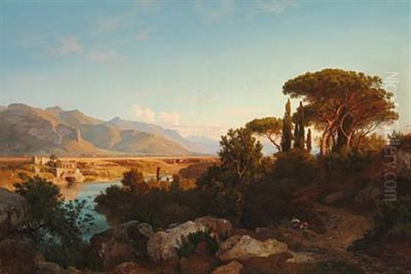 The Guadagna Valley Near Palermo Oil Painting by Ludwig Heinrich Theodor (Louis) Gurlitt