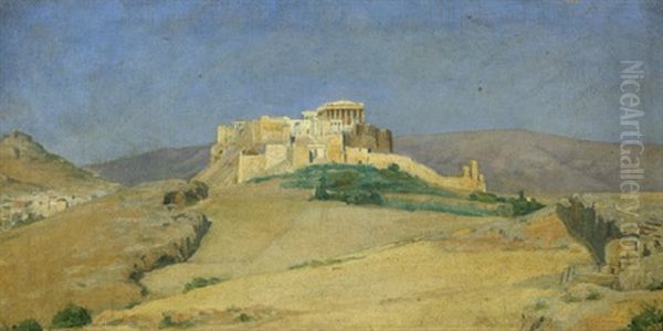 Blick Auf Die Akropolis In Der Mittagssonne Oil Painting by Ludwig Heinrich Theodor (Louis) Gurlitt