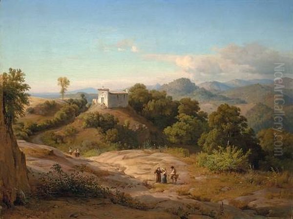 Italienische Landschaft Oil Painting by Ludwig Heinrich Theodor (Louis) Gurlitt