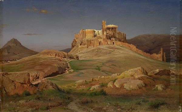 Akropolis In Athen Oil Painting by Ludwig Heinrich Theodor (Louis) Gurlitt