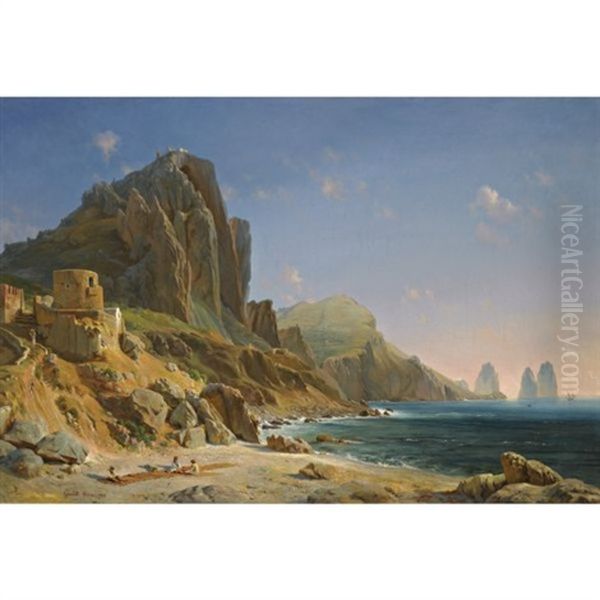 Capri Oil Painting by Ludwig Heinrich Theodor (Louis) Gurlitt