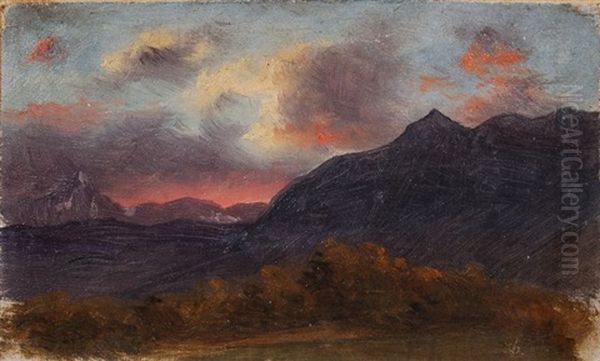 Abendliche Berglandschaft Oil Painting by Ludwig Heinrich Theodor (Louis) Gurlitt