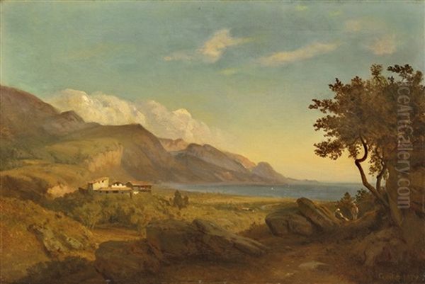 Blick Auf Den Gardasee Oil Painting by Ludwig Heinrich Theodor (Louis) Gurlitt