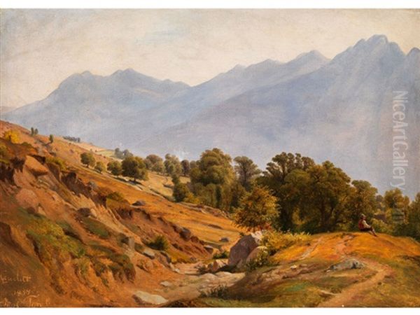 Gebirgslandschaft Der Gegend Von Dorf Tyrol Oil Painting by Ludwig Heinrich Theodor (Louis) Gurlitt