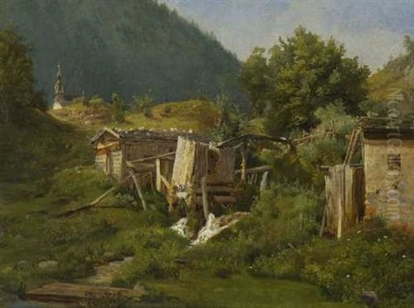 Bei Berchtesgaden Oil Painting by Ludwig Heinrich Theodor (Louis) Gurlitt