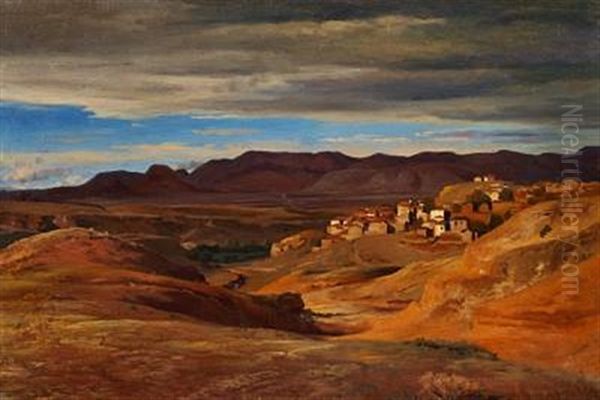 Spanish Landscape. Study Oil Painting by Ludwig Heinrich Theodor (Louis) Gurlitt